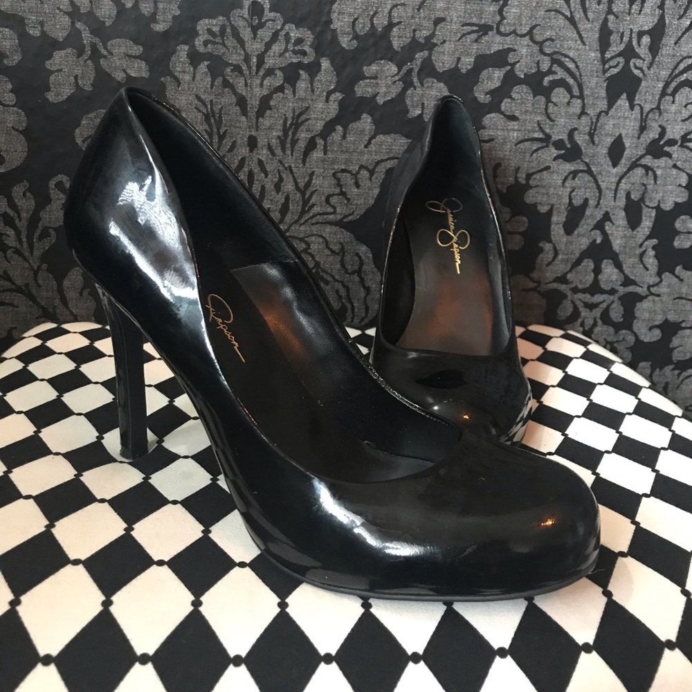 👠 Black Patent Leather Jessica Simpson Heels